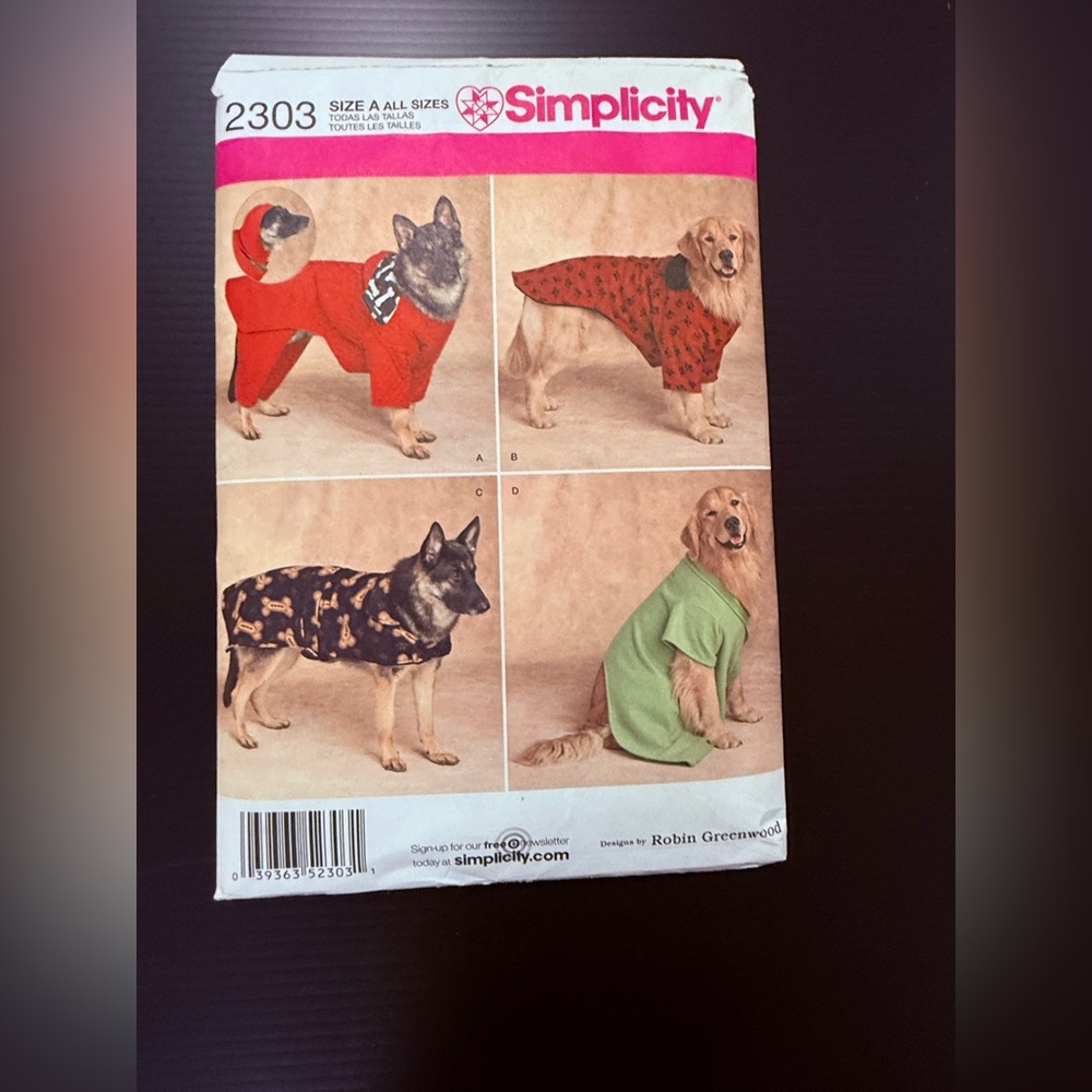 Simplicity Extra Large Dog Coat Pattern